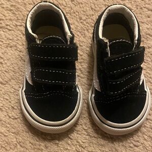 Vans Kids Black and White Velcro Sneakers